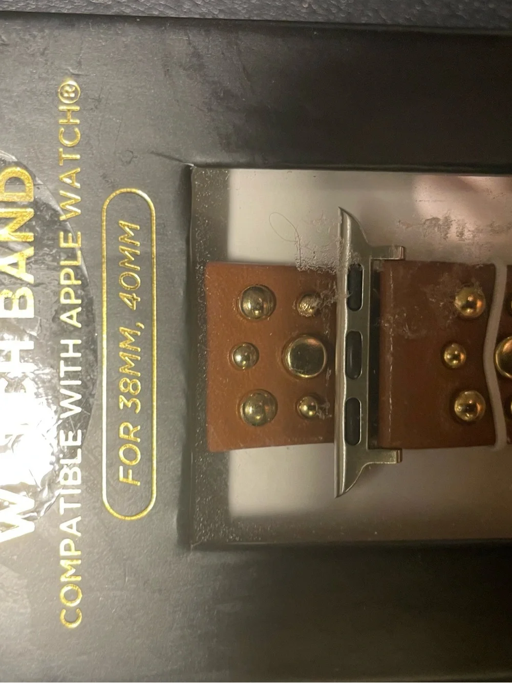 Tan Leather Studded Watch Band for Apple Watch
